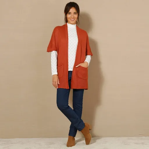 Dlhý kardigan s rukávmi po lakte