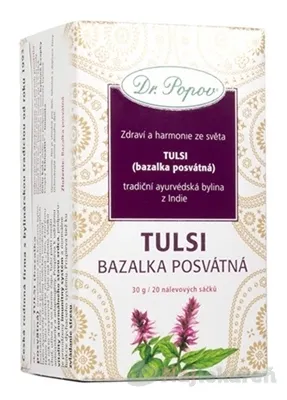 Dr. Popov Bylinný čaj TULSI (bazalka posvätná) nálevové vrecúška 20x1,5g (30g)