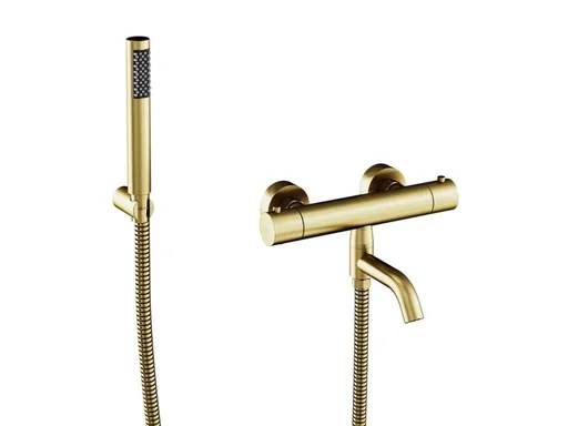 BESCO - Nástenná termostatická vaňová batéria VEO zlatá brúsená s príslušenstvom BABWVSTBZ