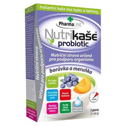 PHARMALINE Nutrikaše probiotic marhuľa a čučoriedka 3 x 60 g