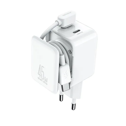 JOYROOM JR-TCL05 45W GaN Sieťová nabíjačka s káblom USB-C biela