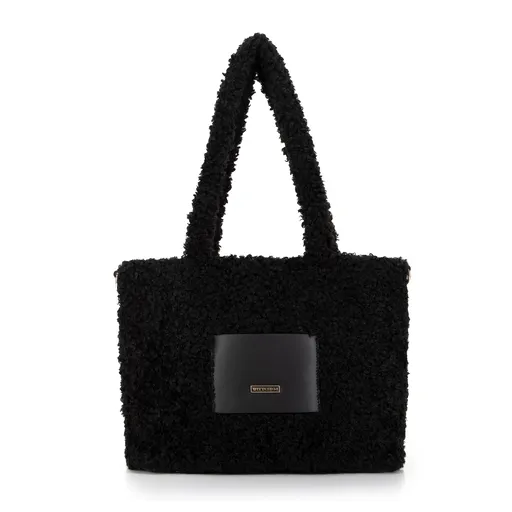 Dámska shopperka z umelého kožúška čierna 99-4Y-421-1