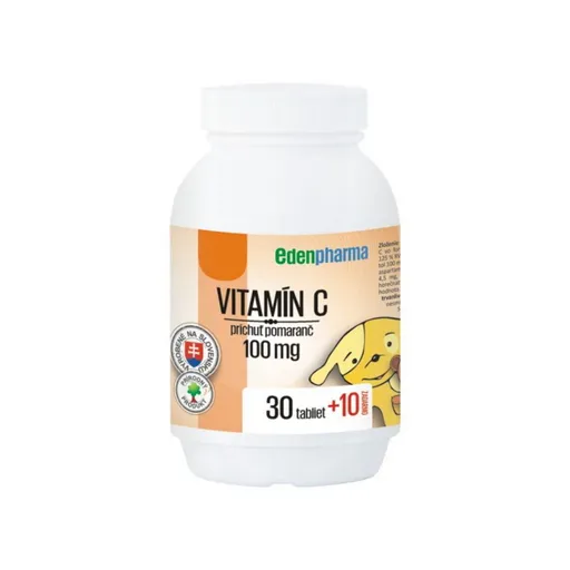 EDENPHARMA Vitamín C 100 mg príchuť pomaranč tablety 30 + 10 ZADARMO