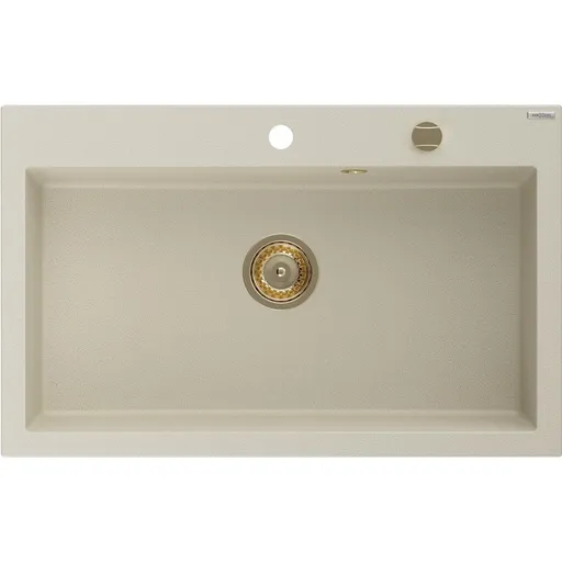 MEXEN/S MEXEN/S - Elix granitový drez 1-miska 800 x 500 mm, béžový, sifón zlatá 6527801005-69-G