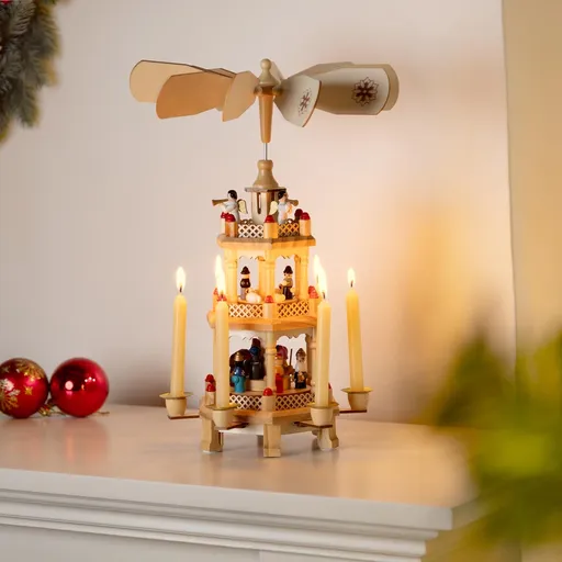 Malý dřevěný vánoční kolotoč - andělské zvonění