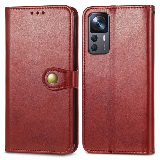 LEATHER BUCKLE Peňaženkový obal Xiaomi 12T / 12T Pro červený