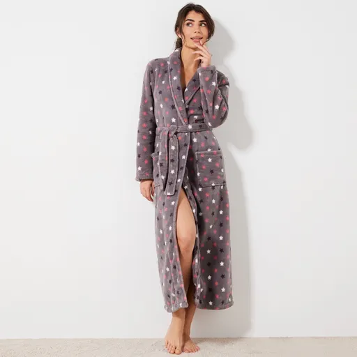 Fleecový župan so šálovým golierom