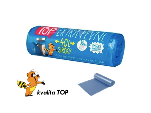 Vrecká na odpad HDPE 40L modré 30ks role extra pevné
