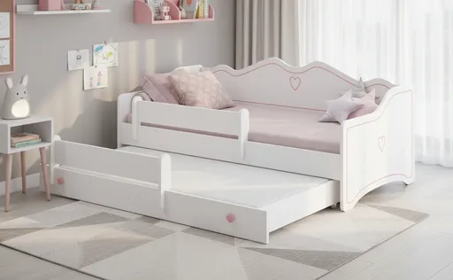 ArtAdrk Detská posteľ s prístelkou EMKA II | biela/ružová 80 x 160 cm