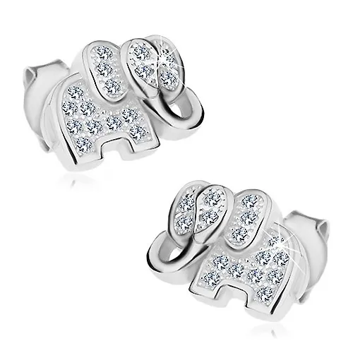 Náušnice zo striebra 925, trblietavý sloník zdobený čírymi zirkónmi