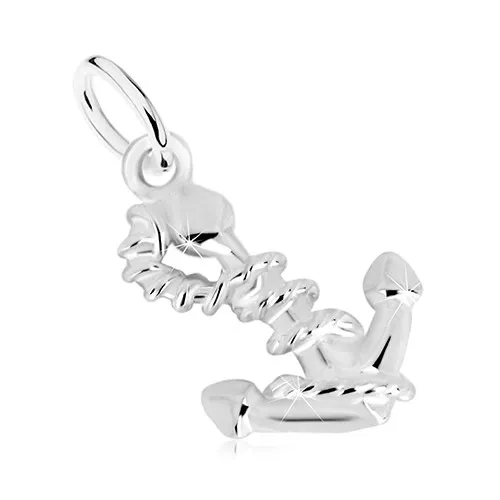 Obojstranný prívesok zo striebra 925 - lesklá kotva s lanom