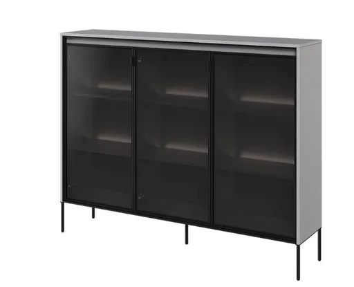 Dig-net nábytok Vitrína SWING TR-08 s LED osvetlením | sivá Variant: bez LED osvetlenia políc