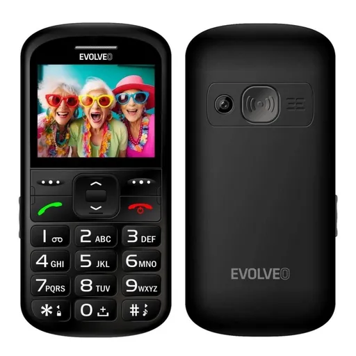 EVOLVEO EasyPhone XS, mobilný telefón pre seniorov, čierna