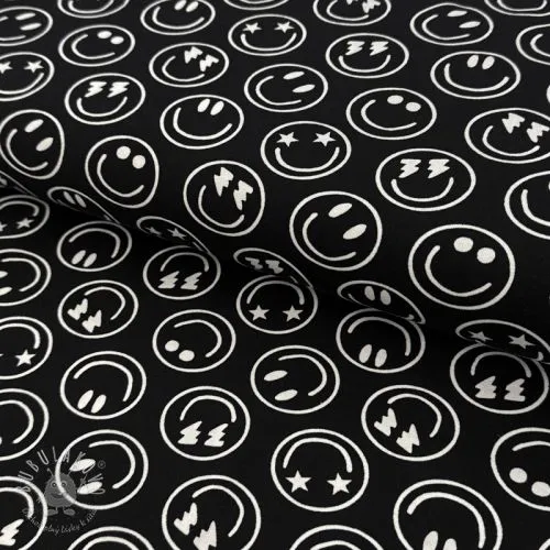 Úplet Happy faces black digital print
