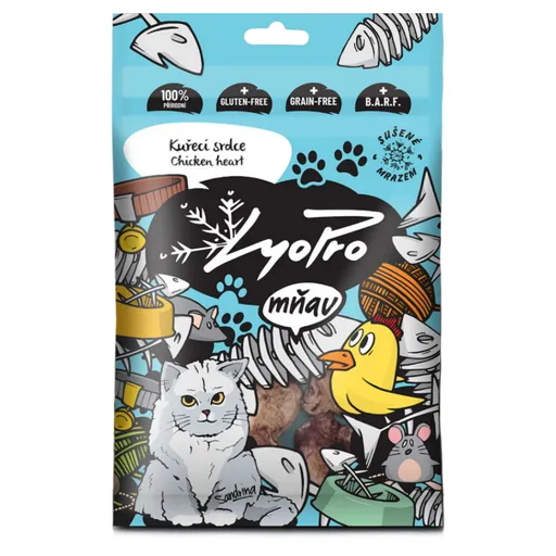 LYOPRO Mrazom sušené kuracie srdce pre mačky 50 g