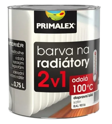PRIMALEX - Farba na radiátory 2v1 RAL 9016 - dopravná biela 0,75 L