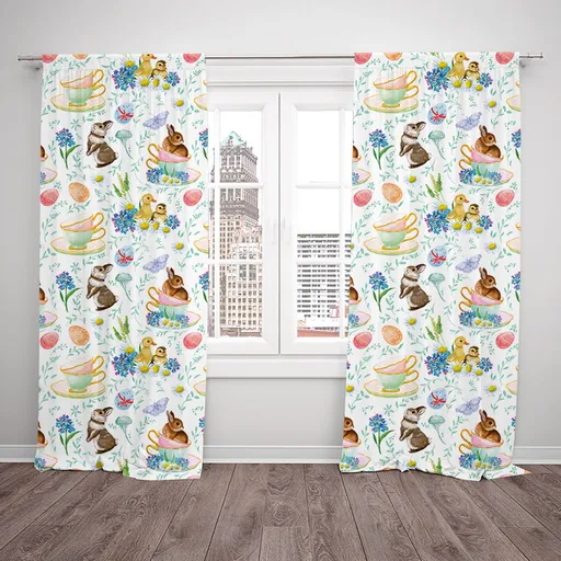 Závesy Veľkonočné zajačiky (Rozmer: 140x250, Materiál: Interlock)