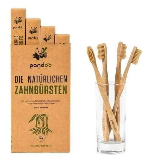 Pandoo Bambusová kefka Medium Soft sada 4 ks