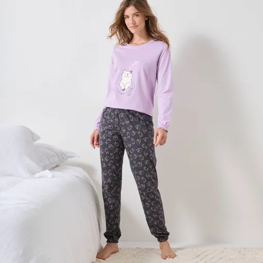 Pyžamo s volánmi a potlačou mačky