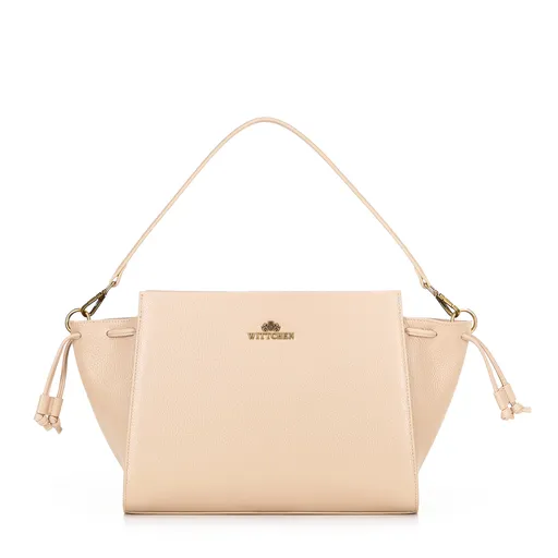 Kožená kabelka so šnúrkami béžový 100-4E-204-9