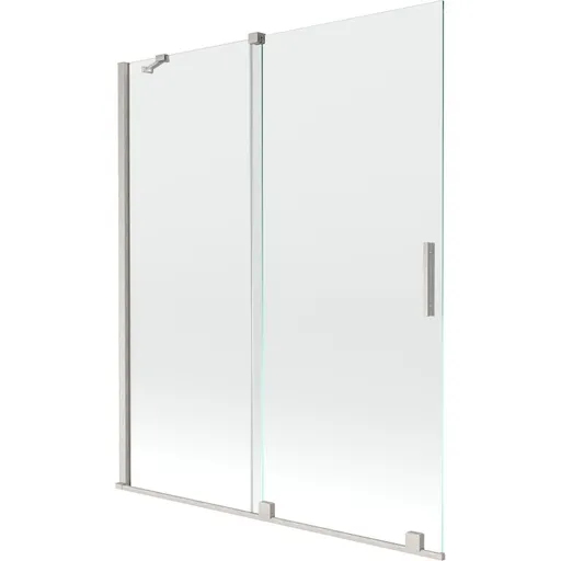 MEXEN/S - Velár dvojkrídlová posuvná vaňová zástena 140 x 150, transparent, nikel kartáčovaný 896-140-000-01-97