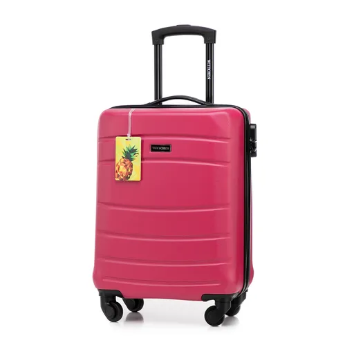 Kabínový kufor z ABS s pogumovaným lemovaním a menovkou, ružový 56-3A-651-34Z