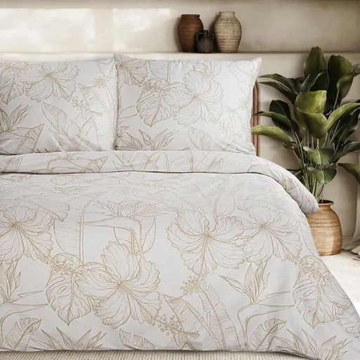 ArtFir Obliečky na jednolôžko SPRING 50 | biela/béžová 140 x 200 cm