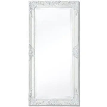 Nástenné zrkadlo barokový štýl 100 × 50 cm biele (243679)
