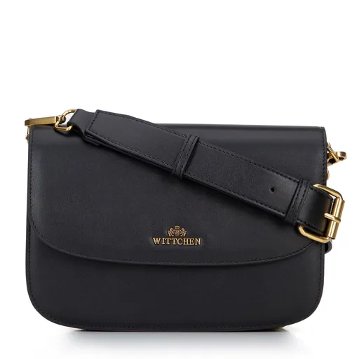 Malá listová kabelka z prírodnej kože čierna 100-4E-215-1