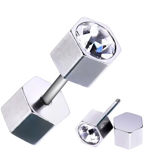 Falošný oceľový plug - hladký hranatý valček so zirkónom