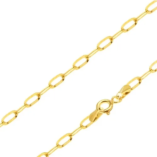 Retiazka v žltom 14K zlate - lesklé podlhovasté hladké očká, 550 mm