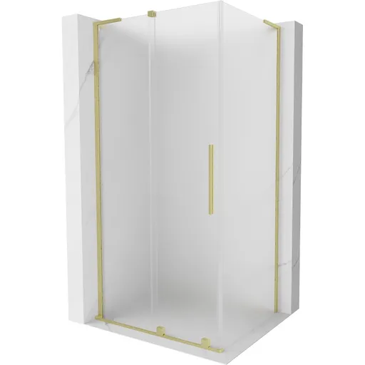 MEXEN/S - Velar L sprchovací kút, posuvné dvere 120 x 80, dekor, zlato kartáčovaná 871-120-080-33-55