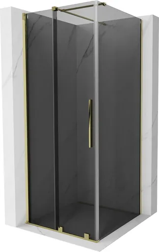 MEXEN/S - Velár sprchovací kút, posuvné dvere 90 x 90, grafit, zlato 871-090-090-41-50