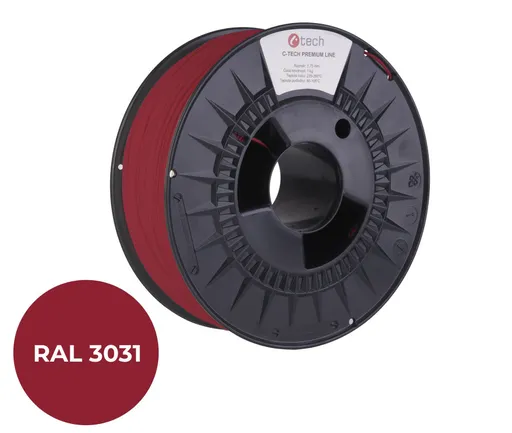 C-TECH tlačová struna PREMIUM LINE ( filament ) , ABS, orientálna červená, RAL3031, 1,75mm, 1kg