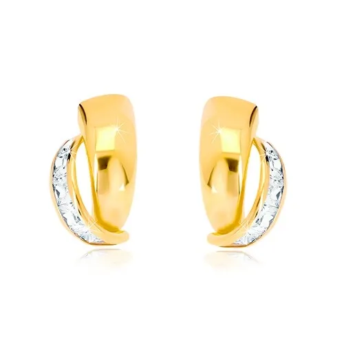 Náušnice v zlate 585 - atypický poloblúk, oblúk s obdĺžnikovými zirkónmi