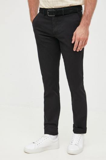Nohavice Tommy Hilfiger pánske,čierna farba,strih chinos,MW0MW26619