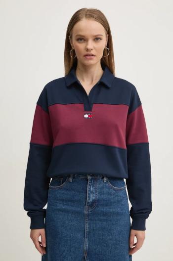 Mikina Tommy Jeans dámska, bordová farba, vzorovaná, DW0DW18705