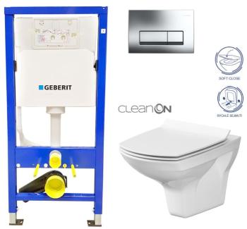 GEBERIT DuofixBasic s chromovým tlačítkem DELTA51 + WC CERSANIT CLEANON CARINA + SEDÁTKO 458.103.00.1 CA3