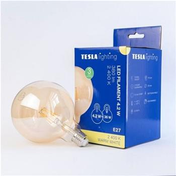 Tesla – LED žiarovka GLOBE G125 VINTAGE, E27, 4,2 W, 230 V, 380 lm, 2400 K, 360 st, zlatá (GL274224-1)