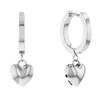 Tommy Hilfiger Moderné oceľové náušnice kruhy s príveskami Hanging Heart 2780664