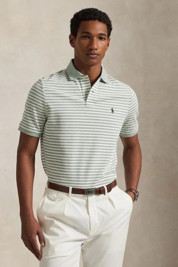 Bavlnené polo tričko Polo Ralph Lauren zelená farba, vzorované, 710974596