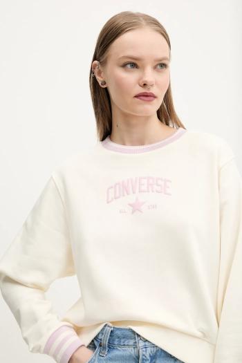 Mikina Converse dámska, béžová farba, s potlačou, 10028564-A01