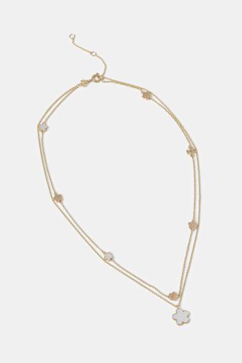 Pozlátený náhrdelník Tory Burch Layered Flower 171101.700
