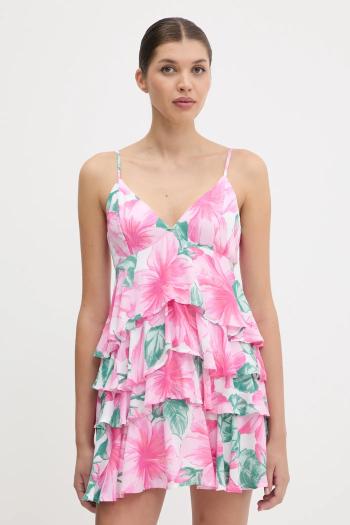 Šaty Hollister Co. ružová farba, mini, áčkový strih, KI359-5239