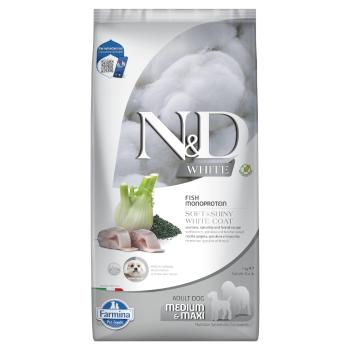 7kg N&D Adult Medium/Maxi White tengeri sügér, édeskömény & spirulina száraz kutyatáp