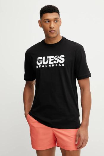 Bavlnené tričko Guess pánske, čierna farba, s potlačou, F5GI11 I3Z14