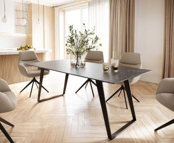 Jedálenský stôl Edge 200x100 cm keramický Laminam® Nero Greco sivý