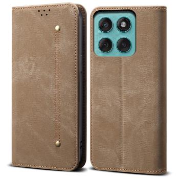 DENIM Peňaženkový kryt pre Motorola Edge 60 Pro šedohnedý