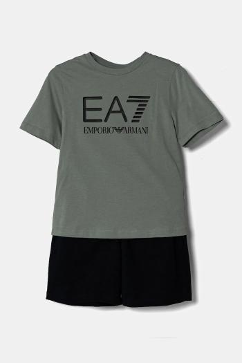 Detská bavlnená súprava EA7 Emporio Armani zelená farba, 7B000043 AF10378