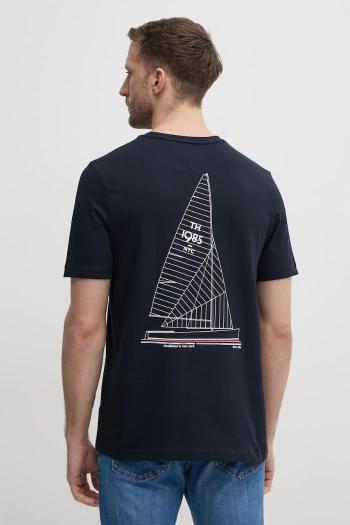 Bavlnené tričko Tommy Hilfiger pánske, tmavomodrá farba, s potlačou, MW0MW38614